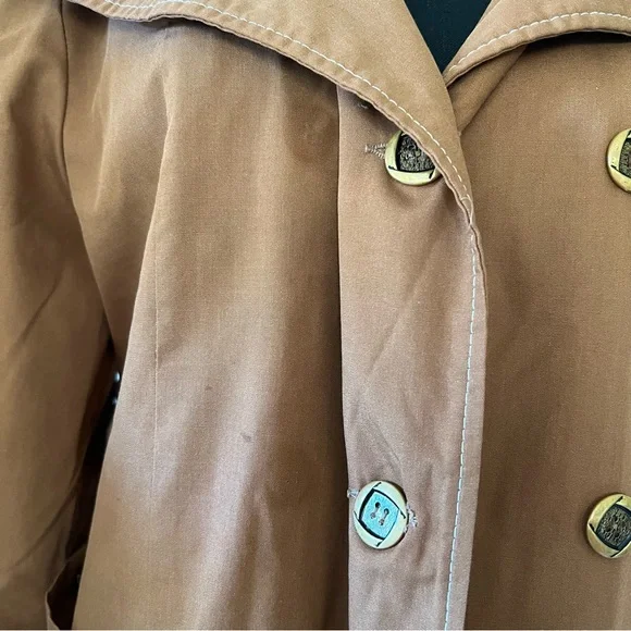 Vintage Sears Button Tan Coat w Removable Lining - Picture 7 of 10